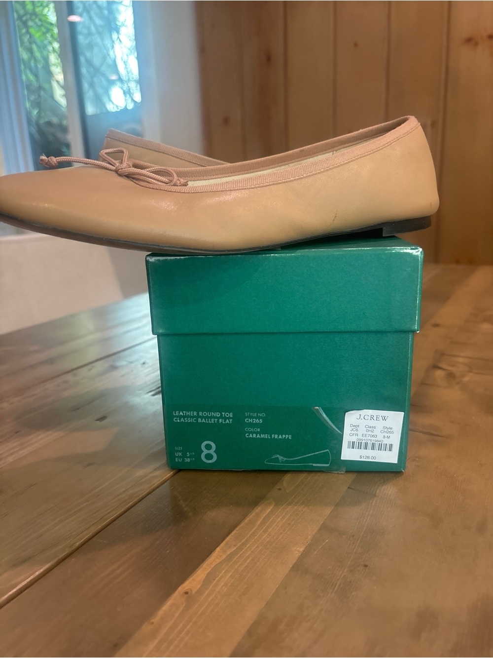 J. Crew Caramel Ballet Flat with Bow Detail